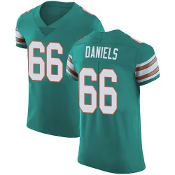 Men's Braeden Daniels Miami Dolphins No.66 Elite Aqua Alternate Vapor Untouchable Jersey - Green