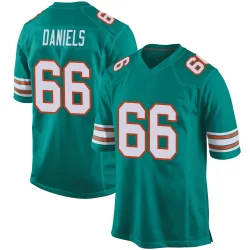 Men's Braeden Daniels Miami Dolphins No.66 Game Alternate Jersey - Aqua