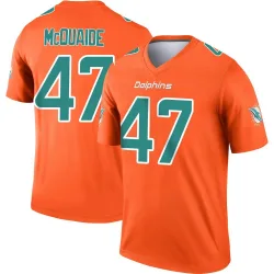 Men's Jake McQuaide Miami Dolphins No.47 Legend Inverted Jersey - Orange