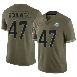 Men's Jake McQuaide Miami Dolphins No.47 Limited 2022 Salute To Service Jersey - Olive