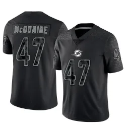 Men's Jake McQuaide Miami Dolphins No.47 Limited Reflective Jersey - Black