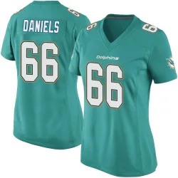 Women's Braeden Daniels Miami Dolphins No.66 Game Team Color Jersey - Aqua