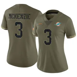 Women's Isaiah McKenzie Miami Dolphins No.3 Limited 2022 Salute To Service Jersey - Olive