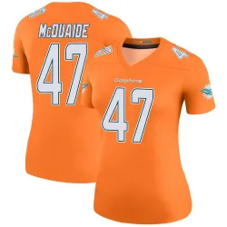 Women's Jake McQuaide Miami Dolphins No.47 Legend Color Rush Jersey - Orange