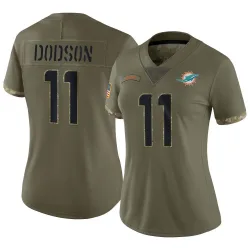 Women's Tyrel Dodson Miami Dolphins No.11 Limited 2022 Salute To Service Jersey - Olive