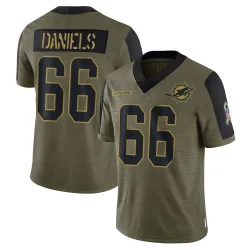 Youth Braeden Daniels Miami Dolphins No.66 Limited 2021 Salute To Service Jersey - Olive