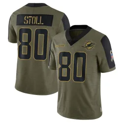 Youth Jack Stoll Miami Dolphins No.80 Limited 2021 Salute To Service Jersey - Olive