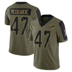 Youth Jake McQuaide Miami Dolphins No.47 Limited 2021 Salute To Service Jersey - Olive